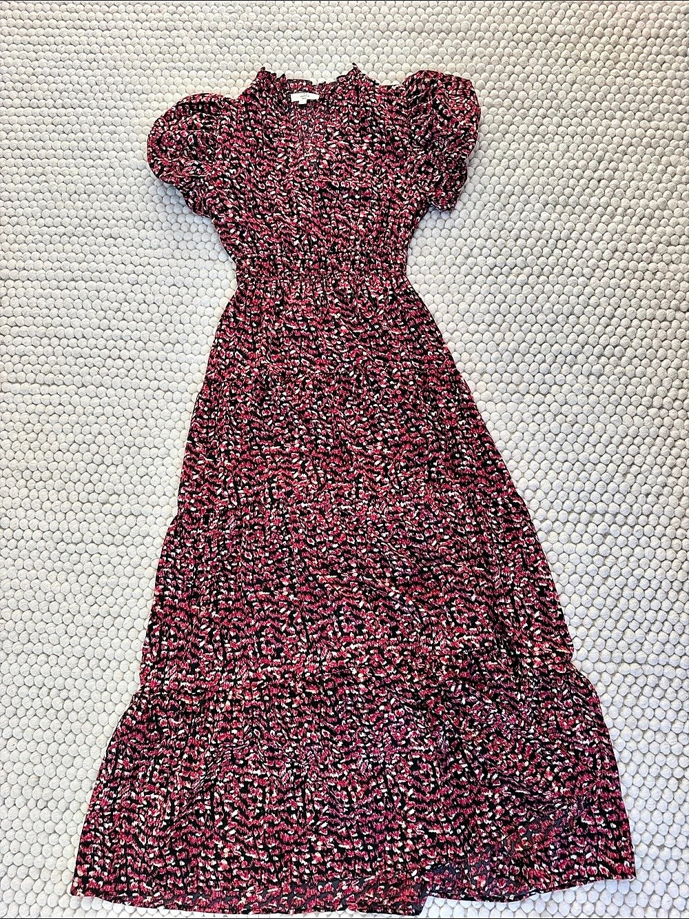 Funky Print Maxi Dress in Black, White & Pink Size Small Like New